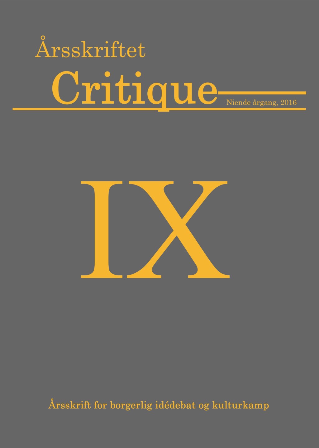 Årsskriftet Critique IX