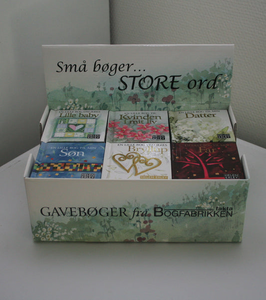 Display med 36 bøger (6 titler) - En lille bog, store ord